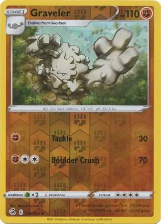 Graveler Reverse Holo Pokemon card from Fusion Strike