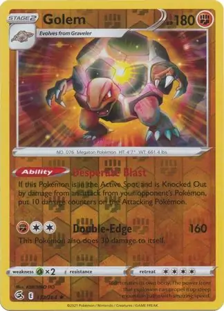 Golem Reverse Holo Pokemon card from Fusion Strike