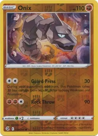 Onix Reverse Holo Pokemon card from Fusion Strike