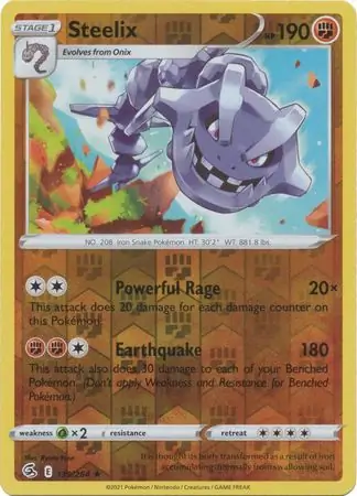 Steelix Reverse Holo Pokemon card from Fusion Strike