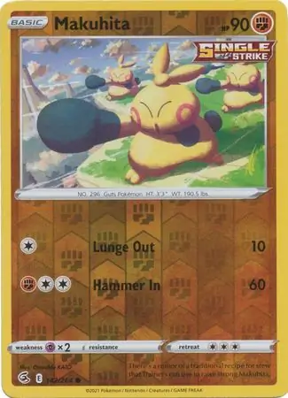 Makuhita Reverse Holo Pokemon card from Fusion Strike