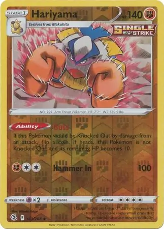 Hariyama Reverse Holo Pokemon card from Fusion Strike