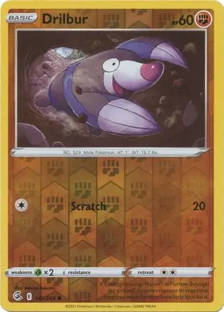 Drilbur Reverse Holo Pokemon card from Fusion Strike