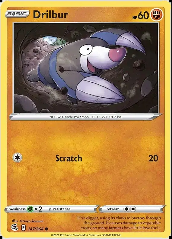 Drillbur Pokemon card from Fusion Strike