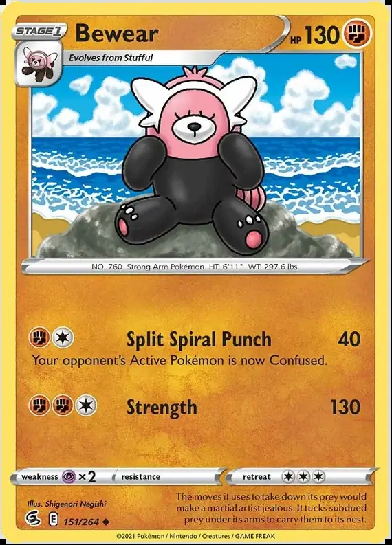 Bewear Pokemon card from Fusion Strike