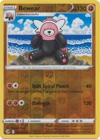 Bewear Reverse Holo Pokemon card from Fusion Strike