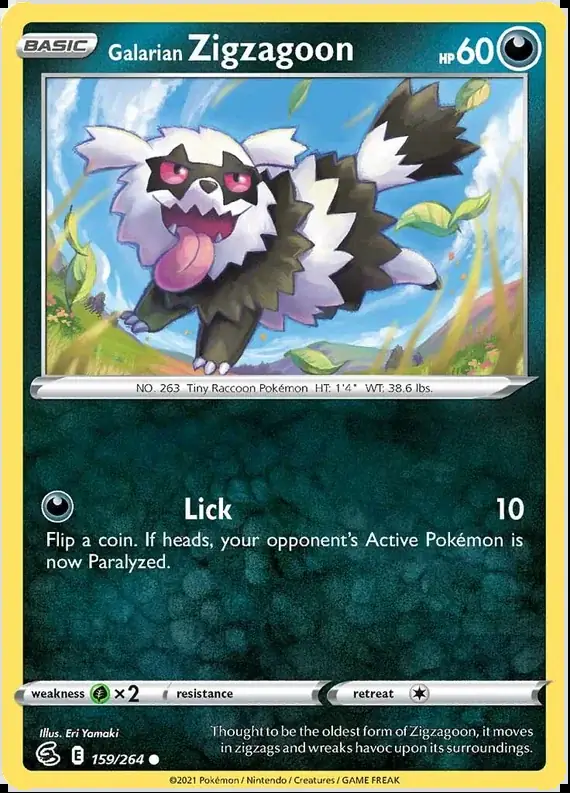 Galarian Zigzagoon Pokemon card from Fusion Strike