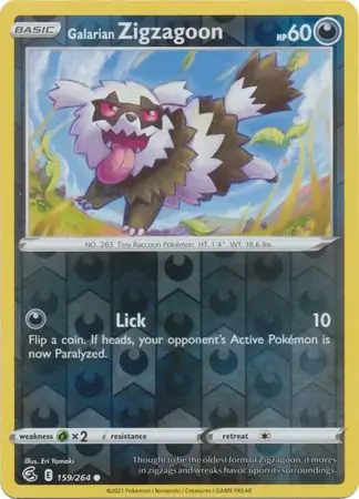 Galarian Zigzagoon Reverse Holo Pokemon card from Fusion Strike