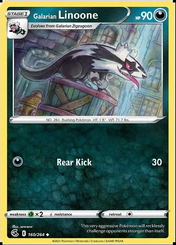 Galarian Linoone Pokemon card from Fusion Strike