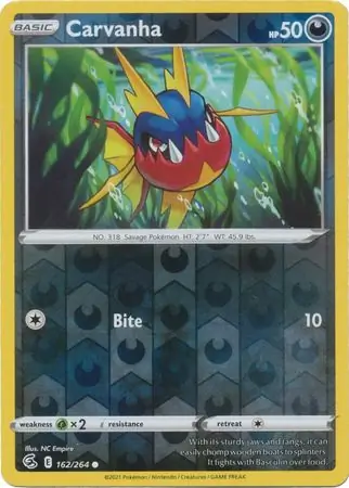 Carvanha Reverse Holo Pokemon card from Fusion Strike