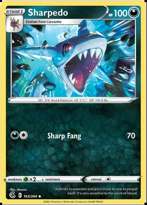 Sharpedo Pokemon card from Fusion Strike