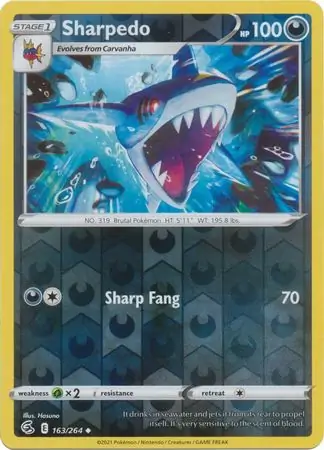 Sharpedo Reverse Holo Pokemon card from Fusion Strike