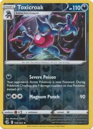 Toxicroak Reverse Holo Pokemon card from Fusion Strike