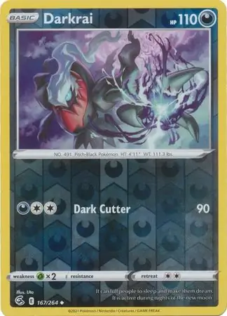 Darkrai Reverse Holo Pokemon card from Fusion Strike
