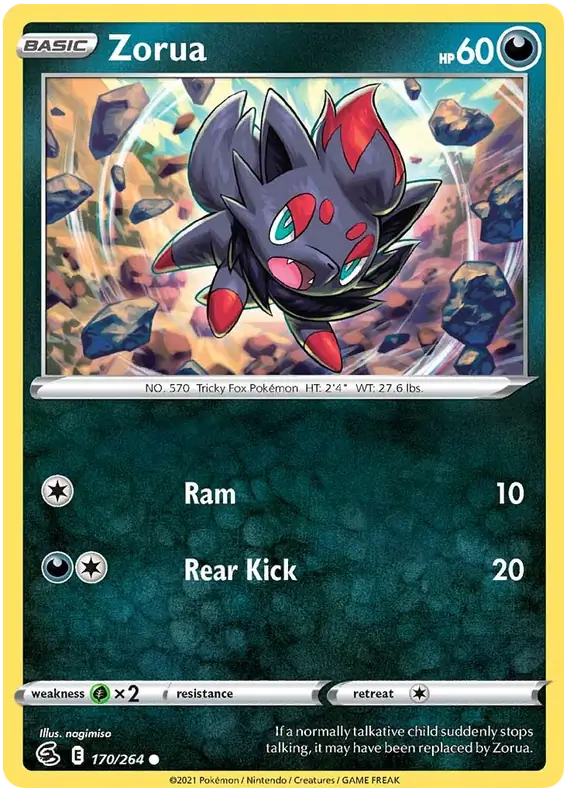 Zorua Pokemon card from Fusion Strike
