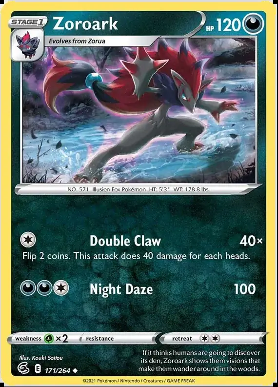 Zoroark Pokemon card from Fusion Strike