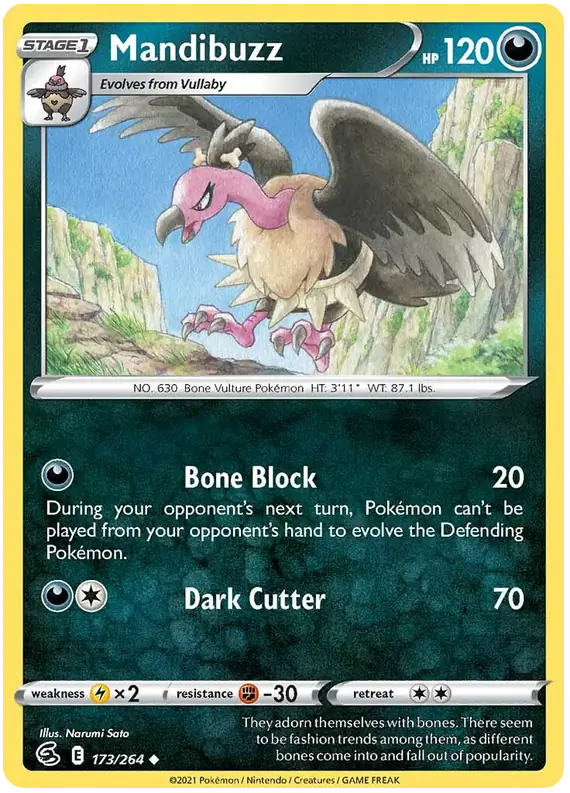 Mandibuzz Pokemon card from Fusion Strike