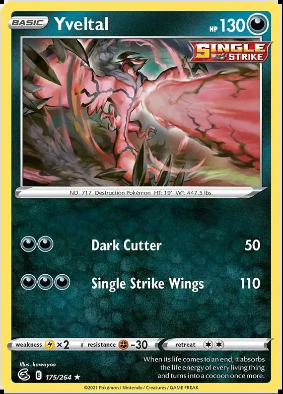 Yveltal Pokemon card from Fusion Strike