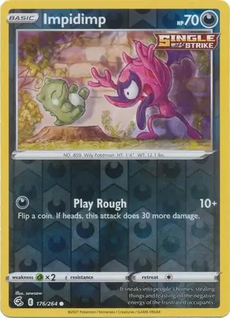 Impidimp Reverse Holo Pokemon card from Fusion Strike