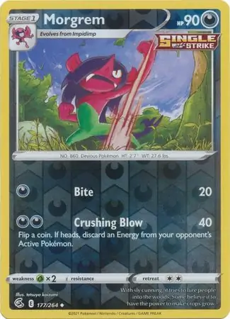 Morgrem Reverse Holo Pokemon card from Fusion Strike