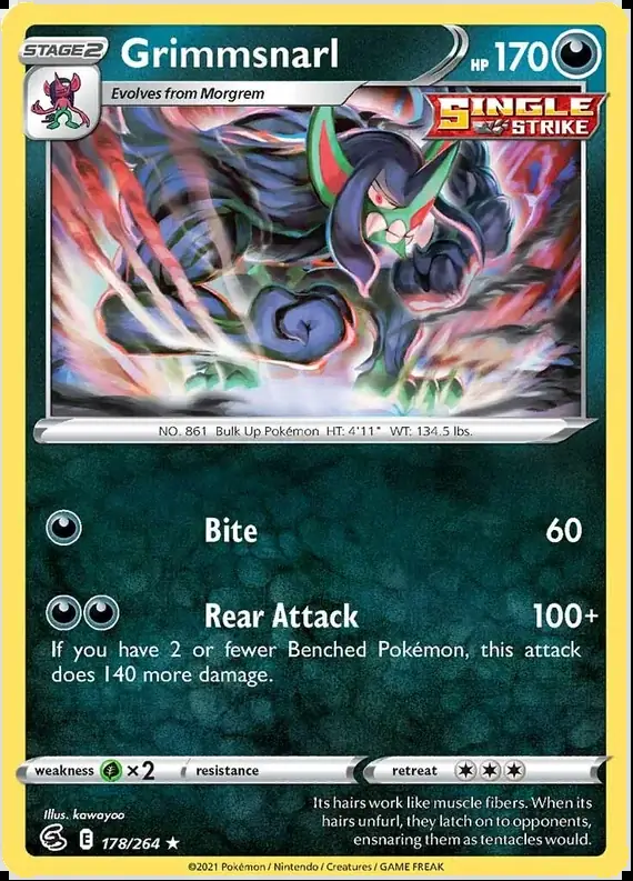 Grimmsnarl Pokemon card from Fusion Strike