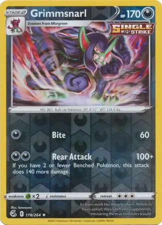 Grimmsnarl Reverse Holo Pokemon card from Fusion Strike