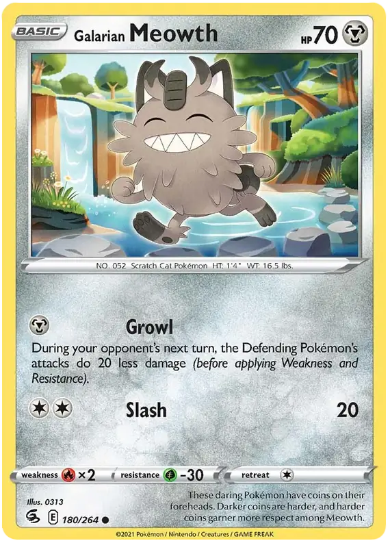 Galarian Meowth Pokemon card from Fusion Strike