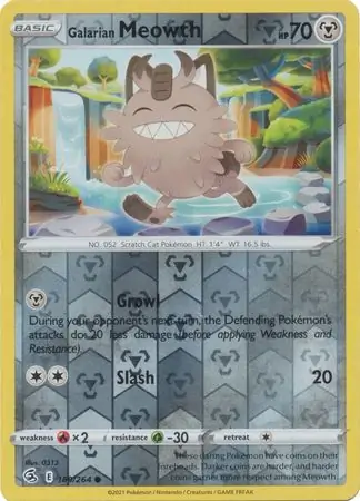 Galarian Meowth Reverse Holo Pokemon card from Fusion Strike