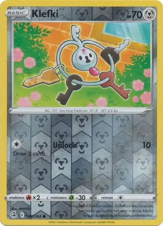 Klefki Reverse Holo Pokemon card from Fusion Strike