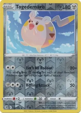 Togedemaru Reverse Holo Pokemon card from Fusion Strike