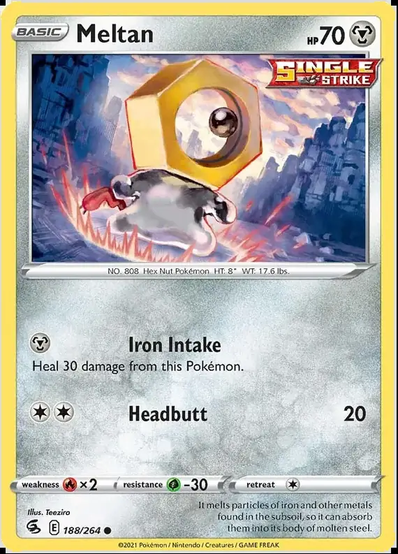 Meltan Pokemon card from Fusion Strike