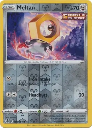Meltan Reverse Holo Pokemon card from Fusion Strike
