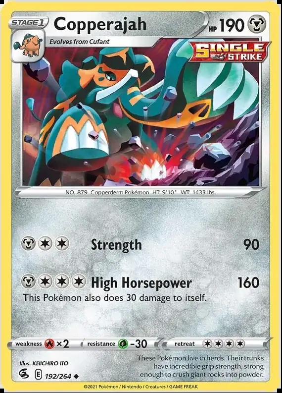 Copperajah Pokemon card from Fusion Strike
