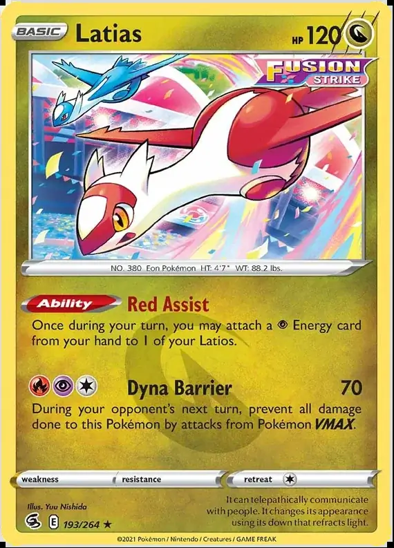 Latias Pokemon card from Fusion Strike