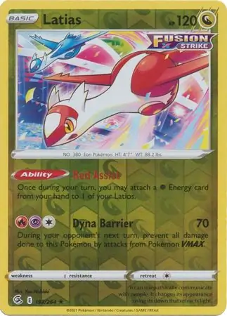 Latias Reverse Holo Pokemon card from Fusion Strike
