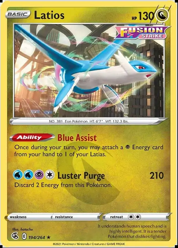 Latios Pokemon card from Fusion Strike