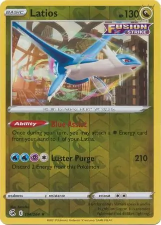 Latios Reverse Holo Pokemon card from Fusion Strike