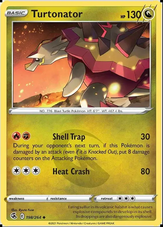 Turtonator Pokemon card from Fusion Strike
