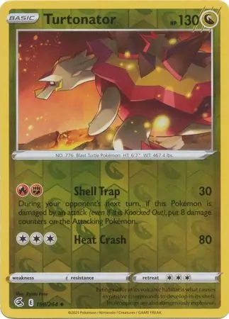 Turtonator Reverse Holo Pokemon card from Fusion Strike