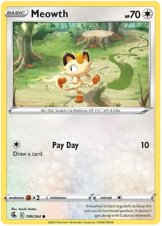 Meowth Pokemon card from Fusion Strike