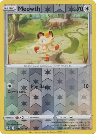 Meowth Reverse Holo Pokemon card from Fusion Strike