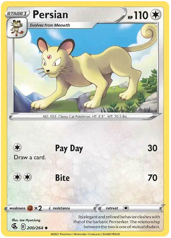 Persian Pokemon card from Fusion Strike