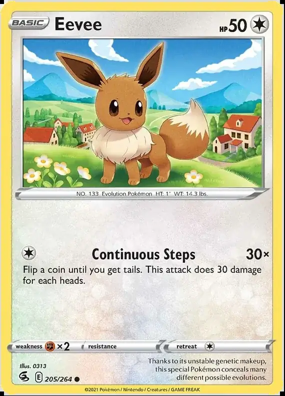 Eevee Pokemon card from Fusion Strike