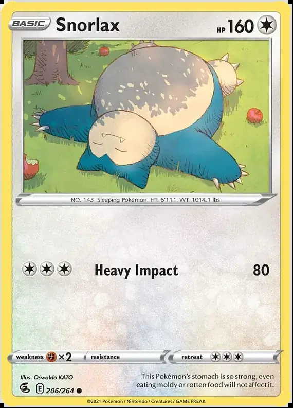Snorlax Pokemon card from Fusion Strike