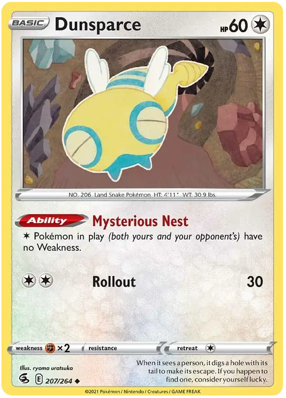 Dunsparce Pokemon card from Fusion Strike