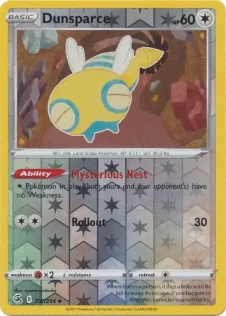 Dunsparce Reverse Holo Pokemon card from Fusion Strike