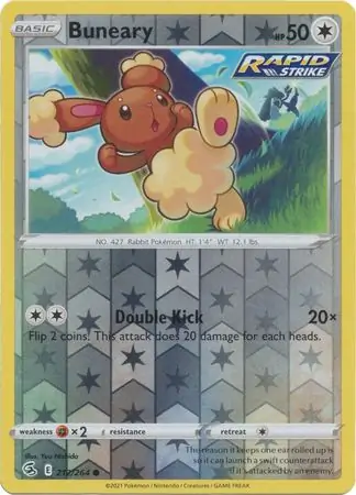 Buneary Reverse Holo Pokemon card from Fusion Strike