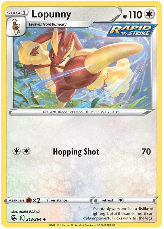 Lopunny Pokemon card from Fusion Strike