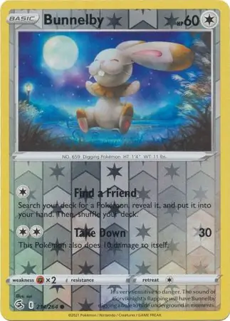 Bunnelby Reverse Holo Pokemon card from Fusion Strike