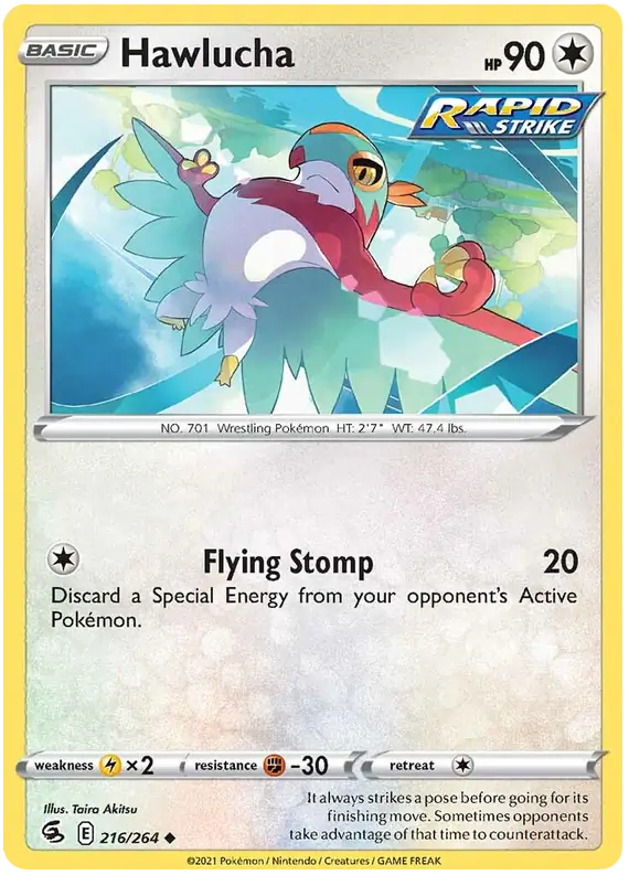 Hawlucha Pokemon card from Fusion Strike